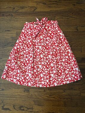 Talbots Petite Floral Coastal Tulip Pleated Cotton Midi Skirt Size 6P